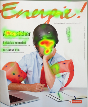 Blickdichte auf einer Printanzeige