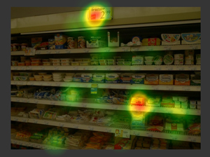 Eye-Tracking-Blickdichte auf einem Verkaufsregal